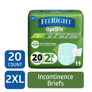 FitRight Adult Incontinence Briefs, Diapers with Tabs, Moderate Absorbency, 2XL, 60 to 70in, 20 Count