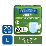 FitRight OptiFit Extra Briefs with Tabs, Adult Incontinence Brief, Moderate Absorbency, Large, 44 in to 56 in, 20 Count