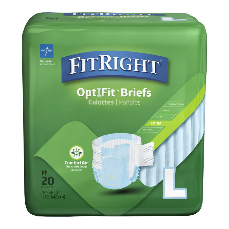 FitRight OptiFit Extra Briefs with Tabs, Adult Incontinence Brief