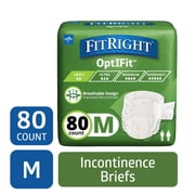 FitRight OptiFit Extra Briefs with Tabs, Adult Incontinence Brief, Moderate Absorbency, Medium, 32 in to 44 in, 20 per Bag 80 Total
