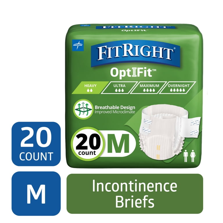 FitRight OptiFit Extra Briefs with Tabs, Adult Incontinence Brief