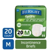 FitRight OptiFit Extra Briefs with Tabs, Adult Incontinence Brief, Moderate Absorbency, Medium, 32 - 42, 20 Per Bag