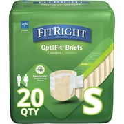 FitRight OptiFit Extra Briefs with Tabs, Adult Incontinence Brief, Moderate Absorbency, S, 20"-32", 80 Count