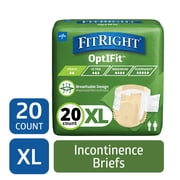 FitRight OptiFit Extra Briefs with Tabs, Adult Incontinence Brief, Moderate Absorbency, X-Large, 56 in to 64 in, 20 Count