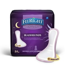 FitRight Overnight Bladder Control Pads, Maximum Absorbency, Nighttime Incontinence Protection, 8.5" x 16", 24 Count