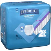 FitRight Incontinence Underwear for Men and Women, Adult Diapers, Super Absorbent, 2XL, 68in to 80in, 12 Count