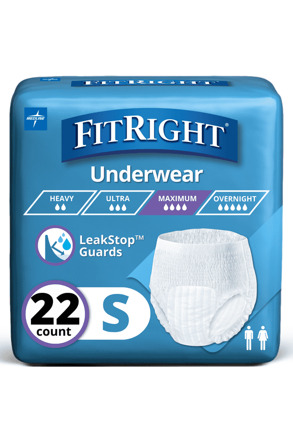 Incontinence Underwear for Men and Women, Adult Diapers, Super Absorbent, Small, 20in to 28in, 22 Count