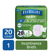 FitRight Stretch Adult Incontinence Briefs, Diapers with Tab, Moderate Absorbency, Size 1, 31in to 52in, 20 Count