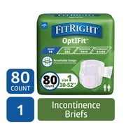 FitRight Ultra Stretch Adult Diapers, Disposable Incontinence Briefs with Tabs, Moderate Absorbency, Medium, 30 in to 52 in, 4 Packs of 20 80 total