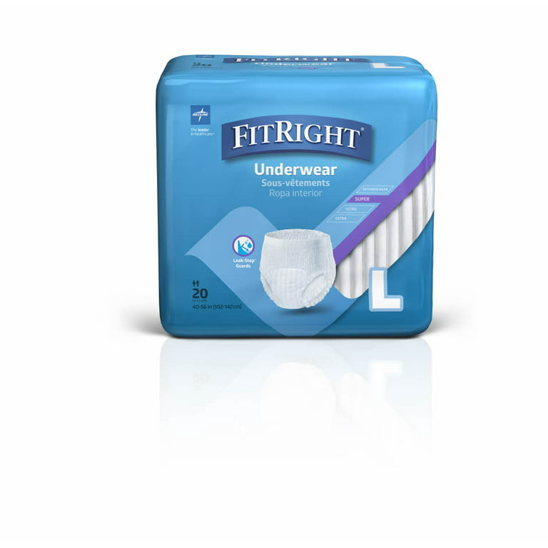 FitRight Super Adult Incontinence Underwear, Large, 20 ct, Maximum
