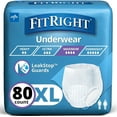 thumbnail image 1 of FitRight Super Adult Incontinence Underwear, Maximum Absorbency, X-Large, 56-68, 4 Packs of 20 (80 Total), 1 of 5