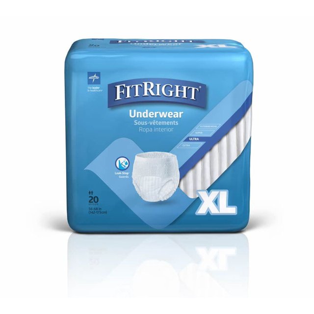 FitRight Heavy Absorbency Protective Underwear, Size 2XL, 68"-80" Waist, 20 EA/BG - Medline FIT700A BG - Betty Mills
