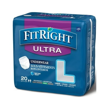 FitRight Ultra Protective Disposable Underwear, Large, 20 Count