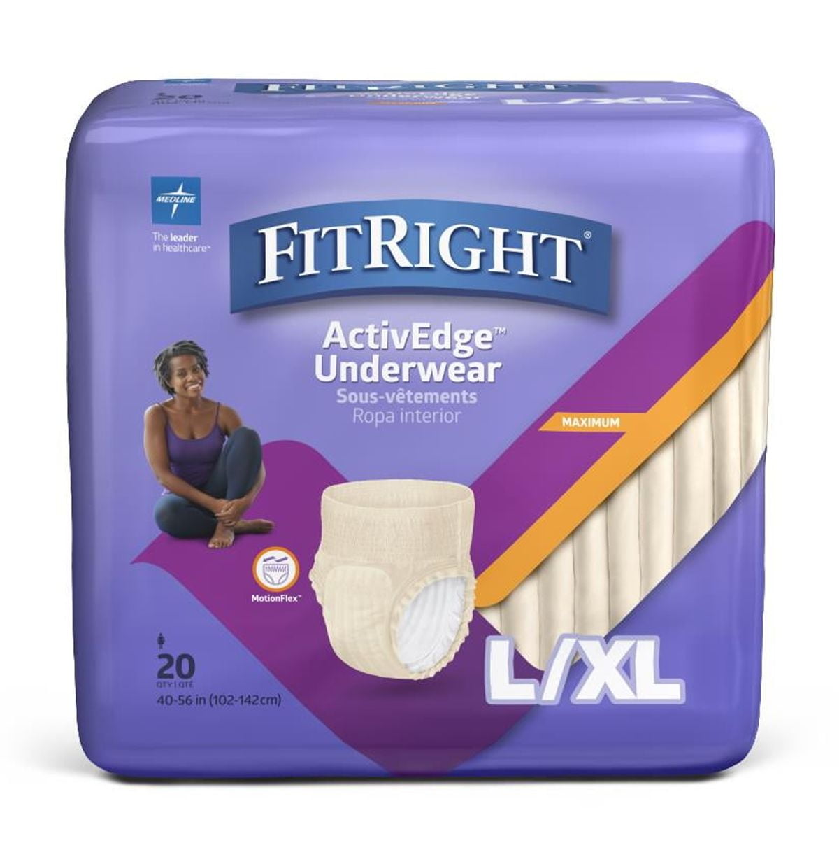 FitRight Ultra Protective Incontinence Underwear for Women, Heavy Absorbency, Large/XL, 40 to 56", 20 Count (Pack of 4)