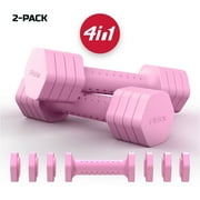 FitRx 5 lb Adjustable Dumbbells 4-in-1 Hand Weights for Home Gym, Blue 2-Pack