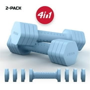 FitRx 5 lb Adjustable Dumbbells 4-in-1 Hand Weights for Home Gym, Blue 2-Pack