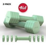FitRx 5 lb Adjustable Dumbbells 4-in-1 Hand Weights for Home Gym, Green 2-Pack