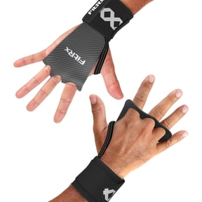 FitRx Grip Wraps, 12 Nylon Workout Gloves with Weightlifting Wrist Wraps, Gym Gloves, One Pair