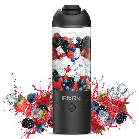 FitRx Rocket Electric Smoothie Blender Bottle, Rechargeable Portable Personal Blender, 18oz., Black