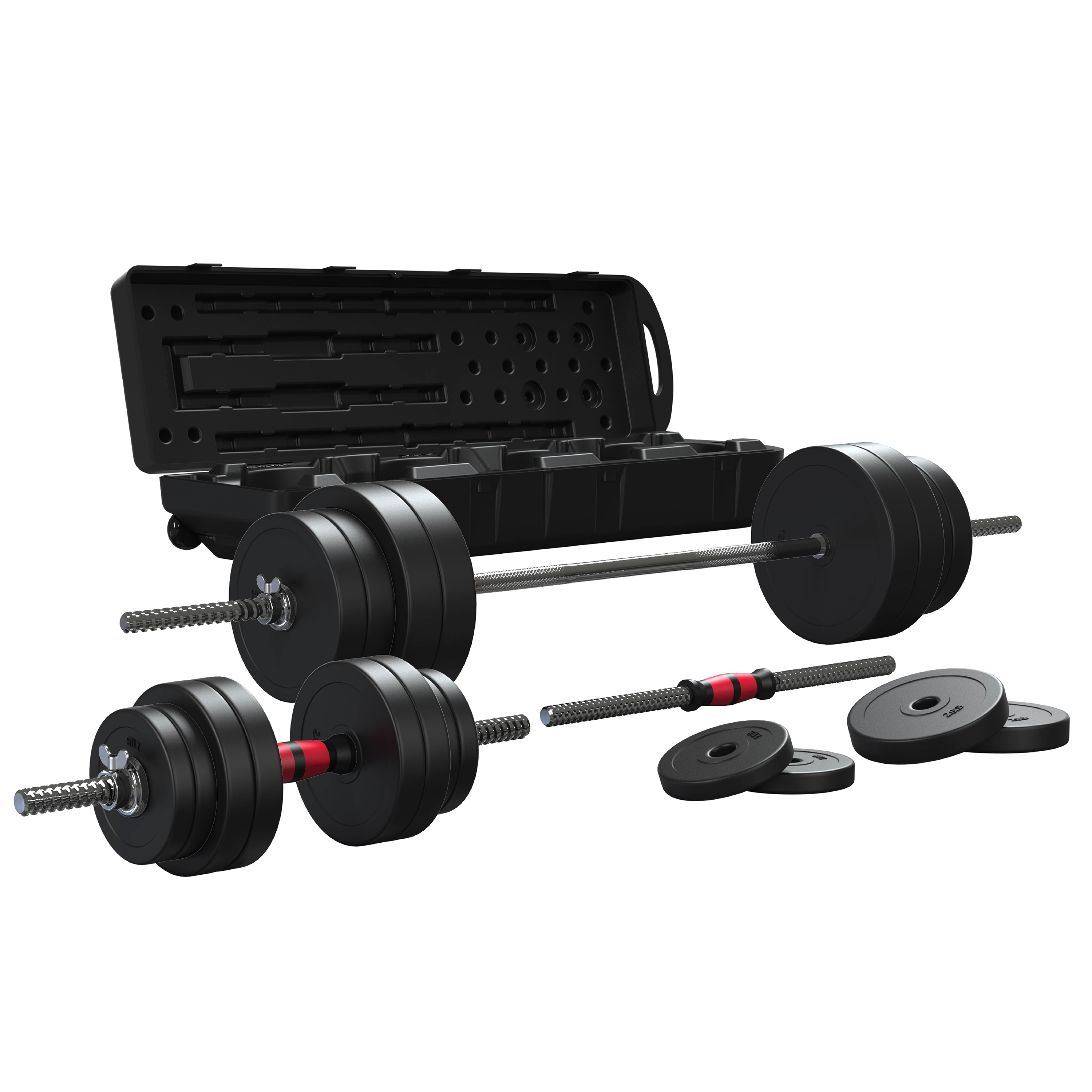 FitRx SmartBell Gym 2-in-1 Barbell & Dumbbell Set, Interchangeable Adjustable Dumbbells and Barbell Weight Set, 100lbs., Black - image 1 of 12