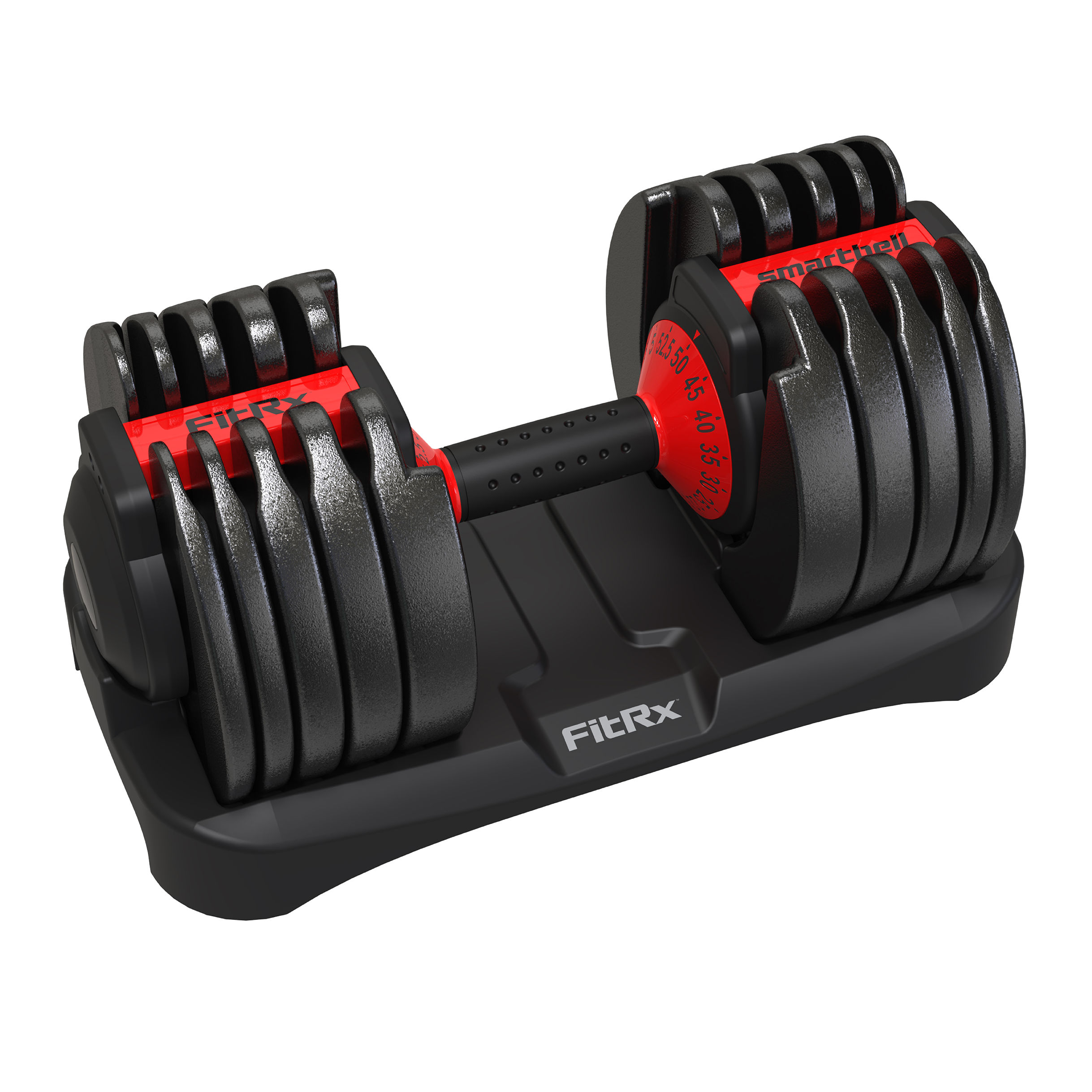 FitRx SmartBell, Quick-Select Adjustable Dumbbell, 5-52.5 lbs. Weight, Black, Single - image 1 of 12