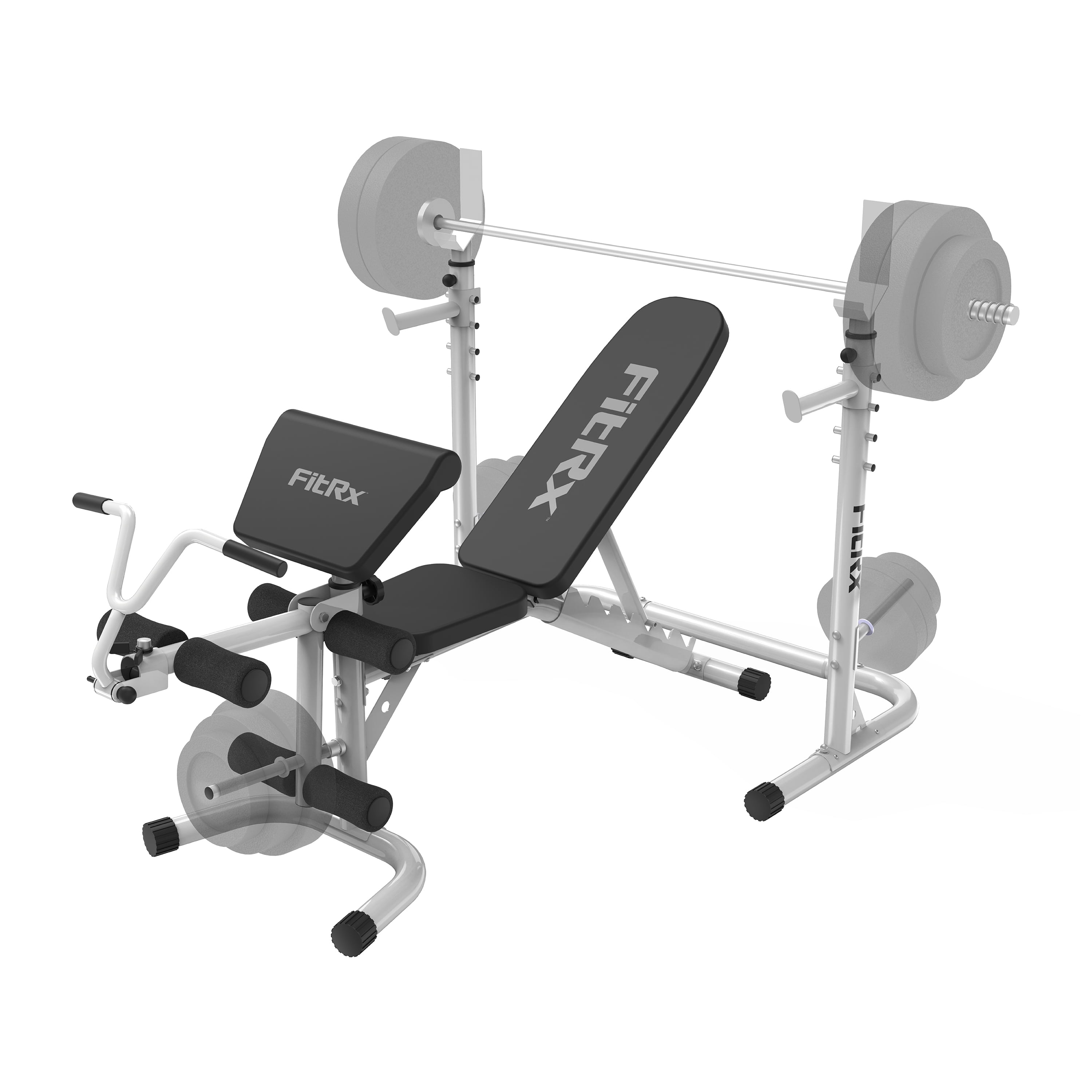 FitRx Weight Bench with Squat Rack, Adjustable Workout Bench and Squat Rack for Home Gym