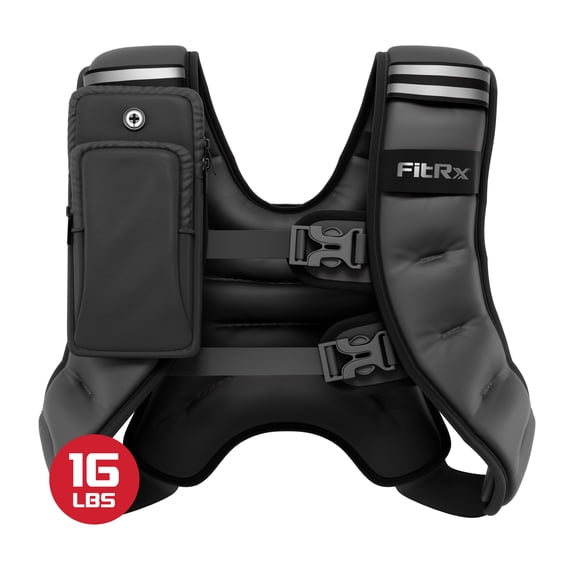FitRx Weighted Vest Neoprene Coated Weighted Vest for Women and Men with Hook and Loop Strap, 16 lbs