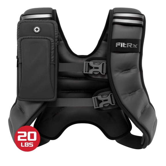 FitRx Weighted Vest Neoprene Coated Weighted Vest for Women and Men with Hook and Loop Strap, 20 lbs
