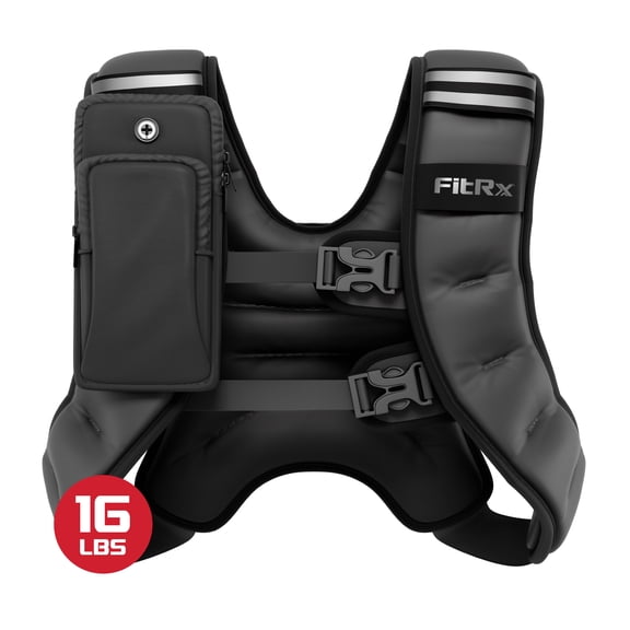 FitRx Weighted Vest Neoprene Coated Weighted Vest for Women and Men with Hook and Loop Strap, 16 lbs