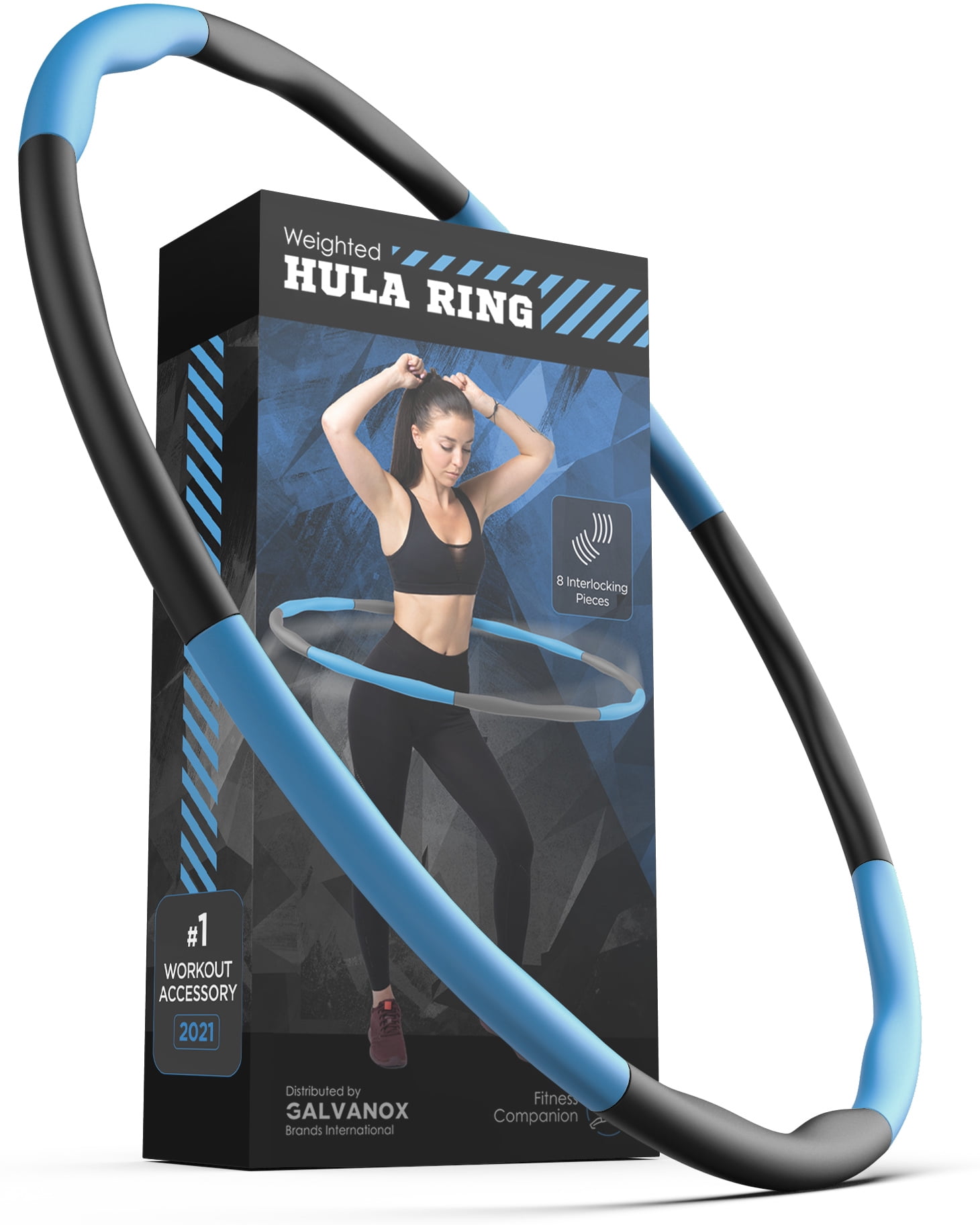 FitSense Weighted Hula Hoop for Weight Loss, 2lb Detachable Infinity  Exercise Hoop for Adults/Women (Blue/Gray)