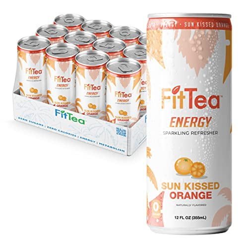 FitTea Healthy Energy Drink 12 Fl Oz SunKissed Orange Pre Workout