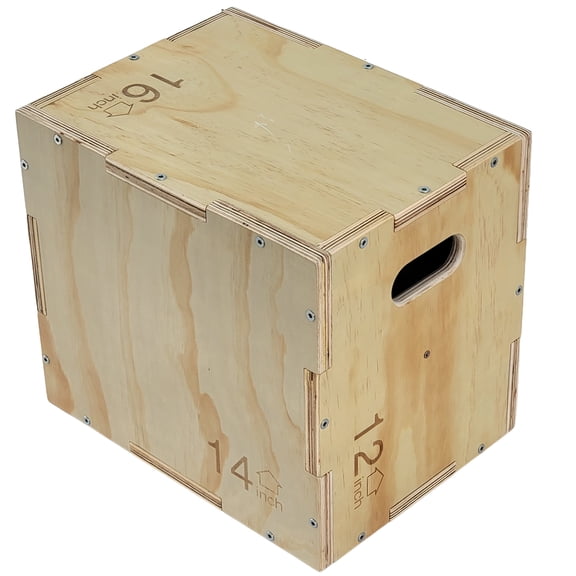 FitVids 16"x14"x12" Wooden Plyo Box Jump Exercise Platform, Workout Equipment for Home Gym