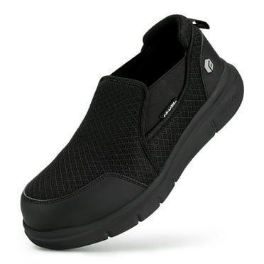 FitVille Composite Toe Shoes for Men Wide Width Puncture Proof Men's Slip on Work Safety Shoes