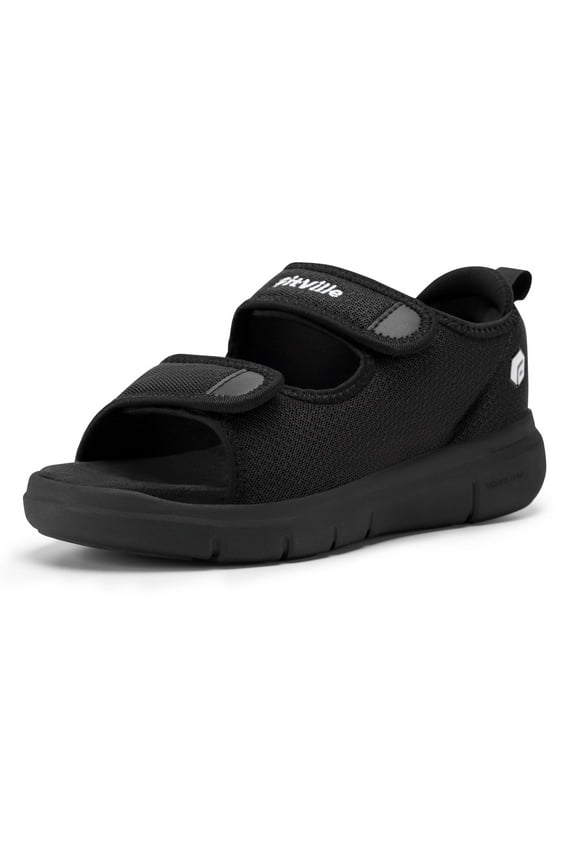 Wide Open Toe Sandals for Men Summer Diabetic Shoes for Men with Arch Support, Black, 10 Wide