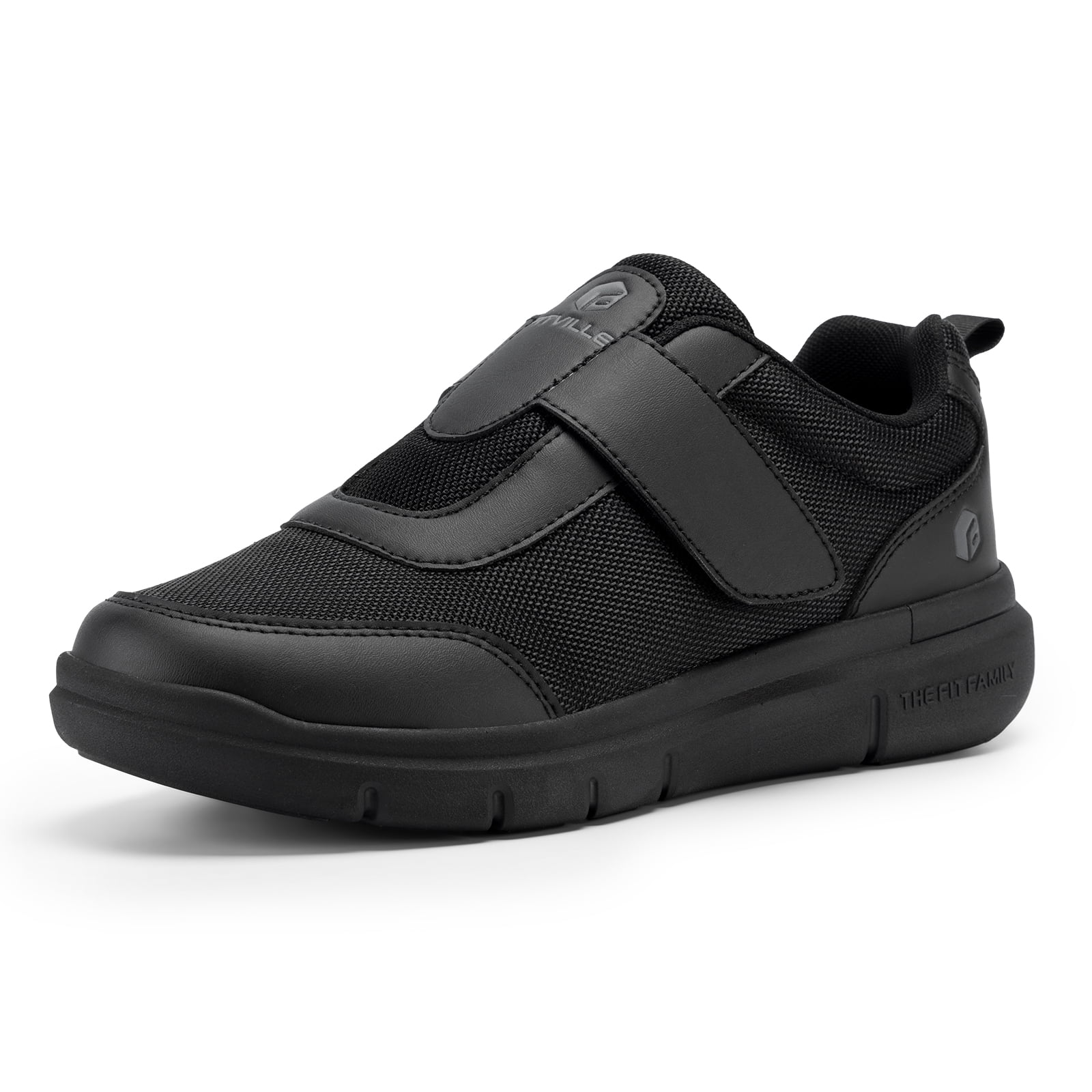 FitVille Diabetic Shoes for Men Wide Width Walking Shoes for foot Pain Relief, Jet Black, 12.5