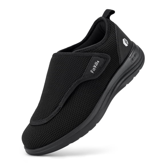 FitVille Extra Wide Womens Walking Shoes Diabetic Shoes for Women, Black, 8.5 x-Wide