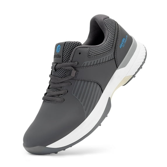 FitVille Extra Wide Golf Shoes for Men Waterproof Professional Outdoor Spiked Golf Sneakers, Gray, 13 x-Wide