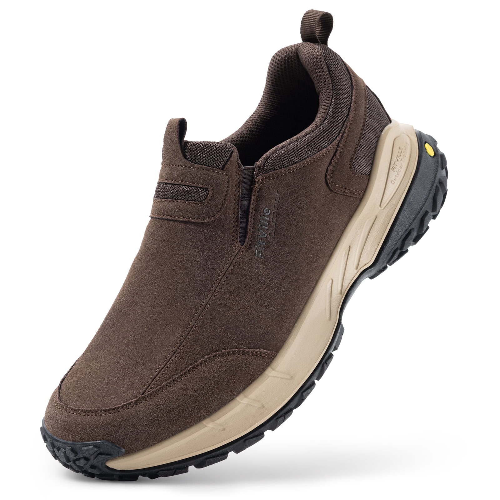 FitVille Extra Wide Mens Slip on Hiking Shoes Trekking Loafer with Arch Support