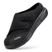 FitVille Extra Wide Mens Slippers Diabetic Shoes for Men, Black, 15 x-Wide
