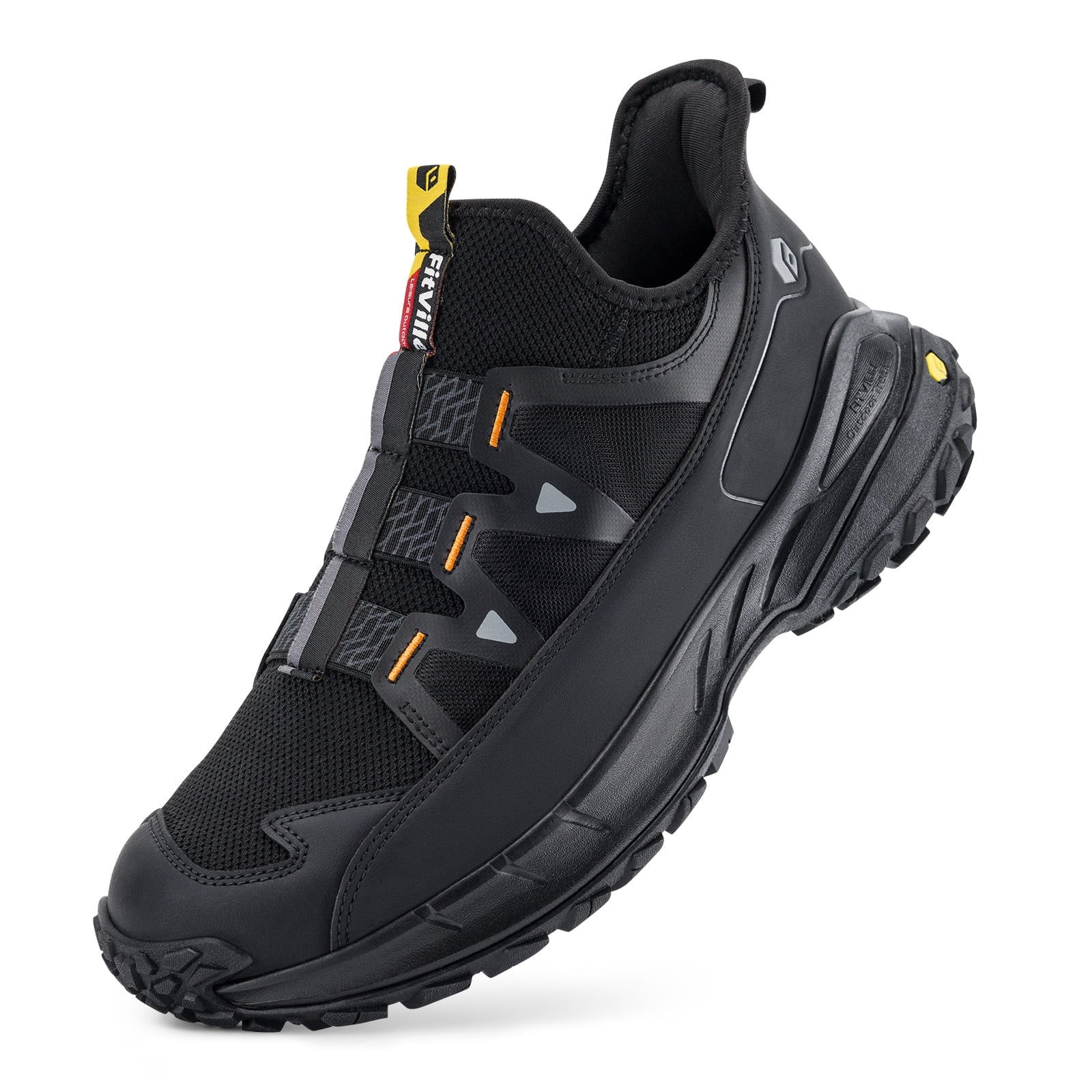 FitVille Extra Wide Mens Sneakers Slip-on Shoes, Slip Resistant Hiking Walking Shoes with Arch Support & Wide Toe Box