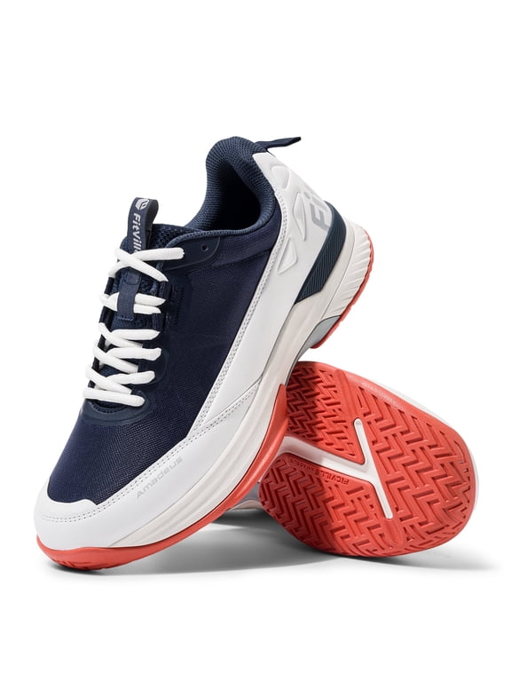Extra Wide Mens Tennis Shoes Slip Resistant Running Shoes Fashion Walking Hiking Sneakers for Men, BlueWhite Size 8.5 X-Wide