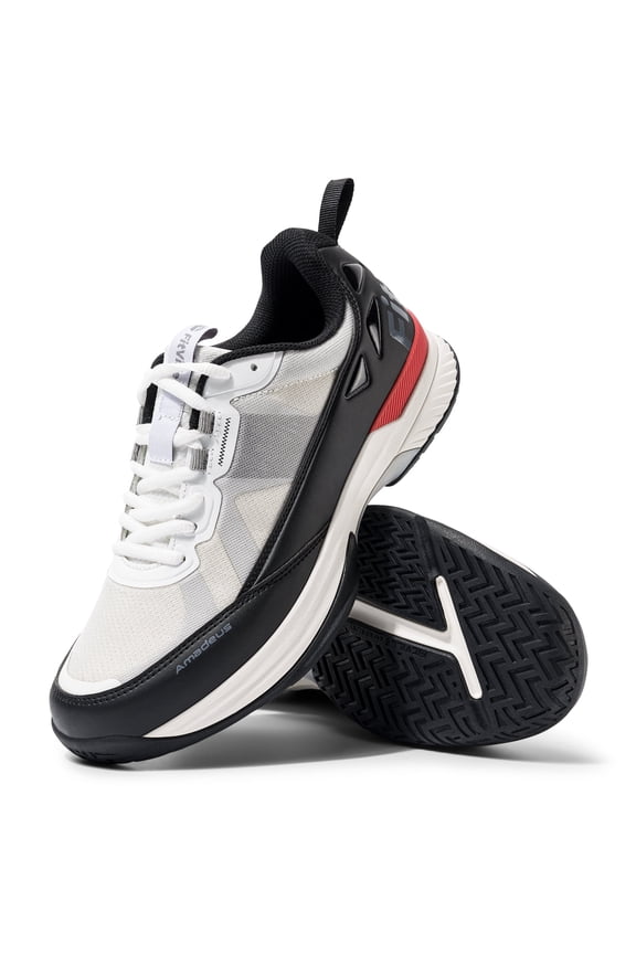 Extra Wide Mens Tennis Shoes Slip Resistant Running Shoes Fashion Walking Hiking Sneakers for Men, GreyBlack Size 9.5 X-Wide