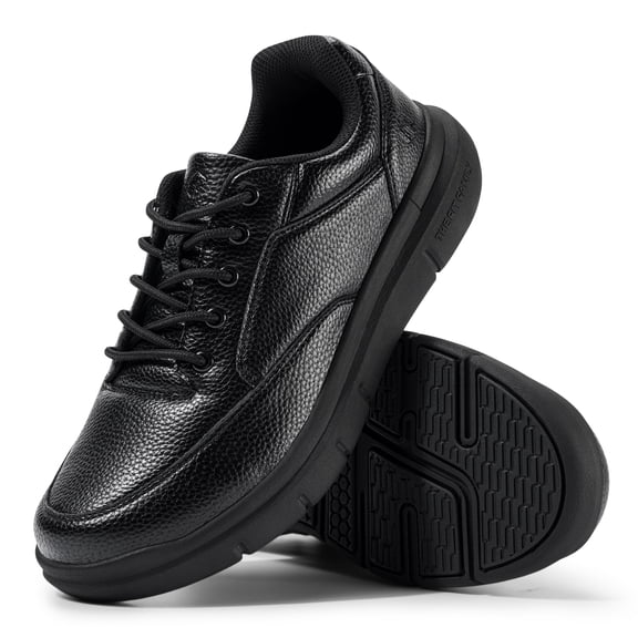 FitVille Mens Extra Wide Oxford Shoes Walking Shoes Casual Dress Sneakers with Arch Support, Black, 11 x-Wide