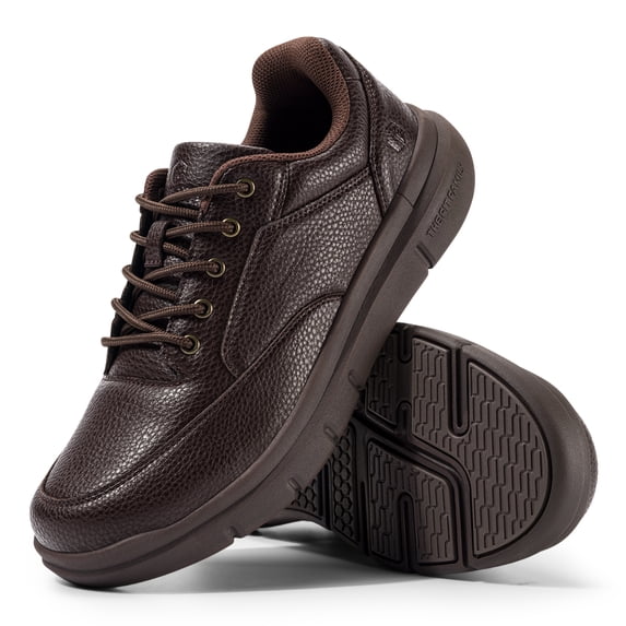 FitVille Men Extra Wide Oxford Shoes Casual Dress Shoes with Arch Support, Brown, 10 x-Wide