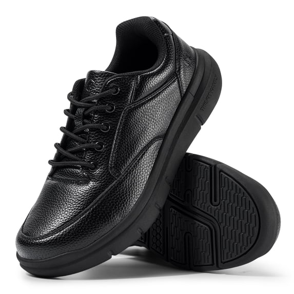 FitVille Mens Wide Oxford Walking Shoes Casual Dress Shoes with Arch Support, Black, 10.5 Wide