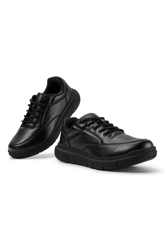Men Wide Oxford Shoes Casual Dress Shoes with Arch Support, Black, 9 Wide
