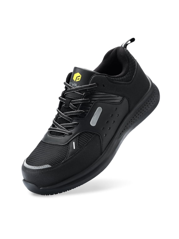 Men's Composite Toe Safety Shoes Extra Wide Slip-Resistant Work Shoes, Black, 10 x-Wide
