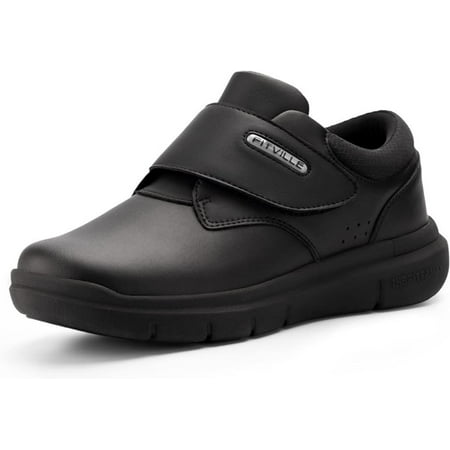 FitVille Men's Diabetic Shoes Extra Wide Leather Oxford Shoes for Swollen Foot, Black, 8 x-Wide