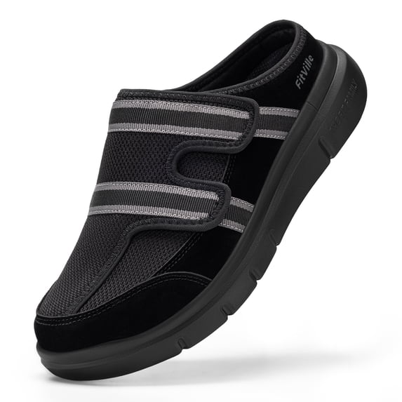 FitVille Men's Wide Toe Box Diabetic Slipper with Arch Support Comfortable Slipper for Men