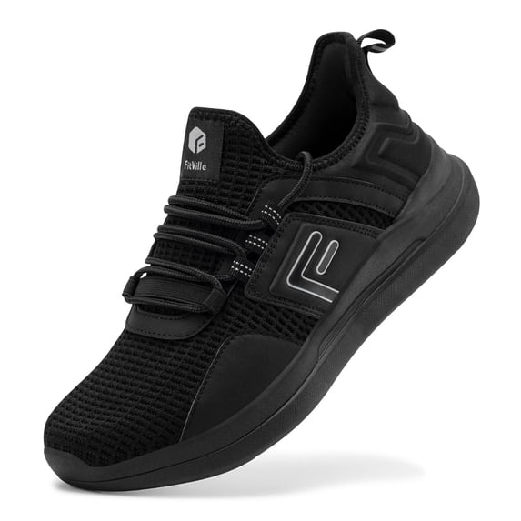 FitVille Men's Extra Wide Running Shoes Breathable Athletic Sneakers for Men, Black, Size 15 x-Wide